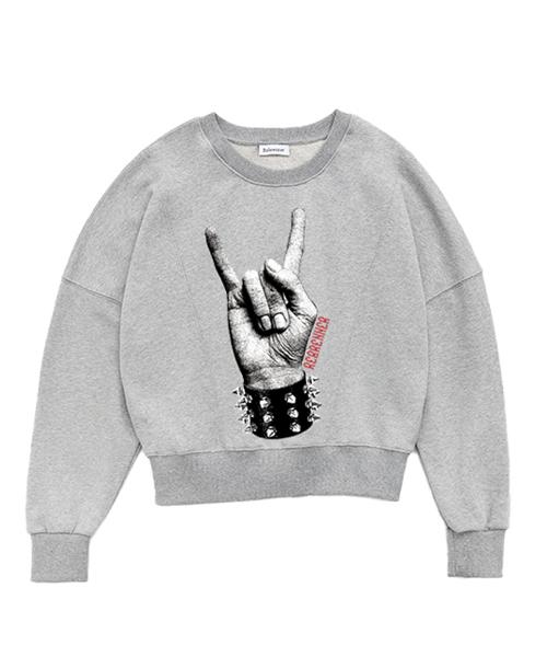 REBRENNER Rock 'N' Roll Crop Sensor Sweatshirt Grey