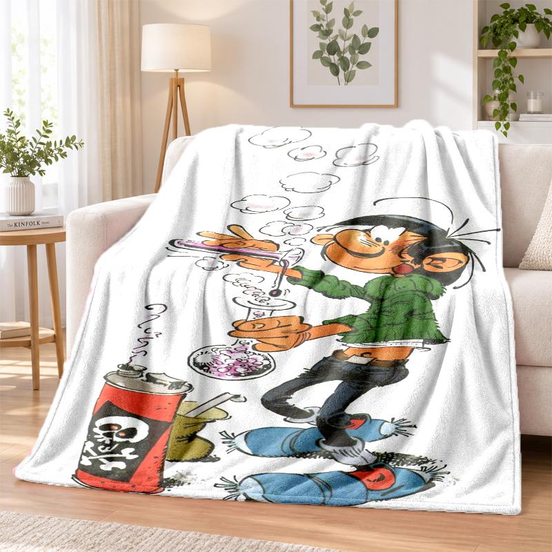 Gaston Lagaffe Flannel Throw Blanket Soft Warm Cozy For Sofa Bed Indoor Home Bedroom Use