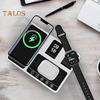4 in 1 Wireless Charger Stand with Alarm Clock & Night Light Foldable Fast Charging Dock One-Key Lifting Smartwatch Charging Stand for IPhone