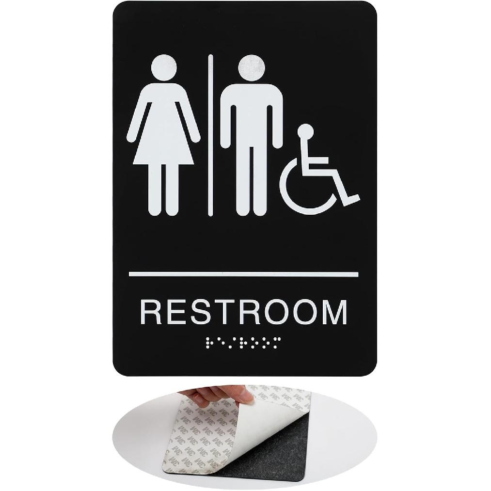 Restroom Sign Unisex for Business and Home, Equipped with Strong Self-Adhesive, Ideal for Office, Business Bathroom, or Toilet Door/Wall Decoration