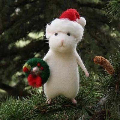 Cute Christmas Mouse Festival Theme Handmade Needle Felt Mouse Creative Gifts Christmas Decoration For Home Navidad Natal
