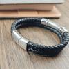Stainless Steel Cross Men's Leather Bracelet Black Bracelet Jewelry Birthday Gift Bangles Handmade Jewelry Accessories Wholesale