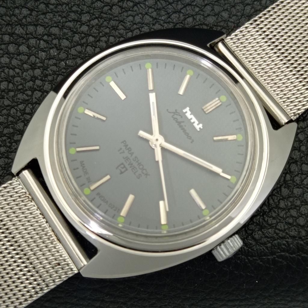 INDIAN VINTAGE HMT KOHINOOR HAND-WINDING MENS GREY COLOR DIAL WATCH a440946-4 HT-a440946