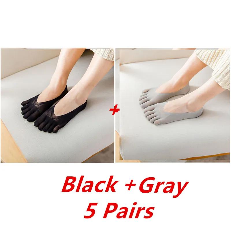 1/3/5 Pairs/Lot Women Summer Five-Finger Socks Ultrathin Funny Toe Invisible Boat Sokken Silicone Breathable Short Low Ankle Sox