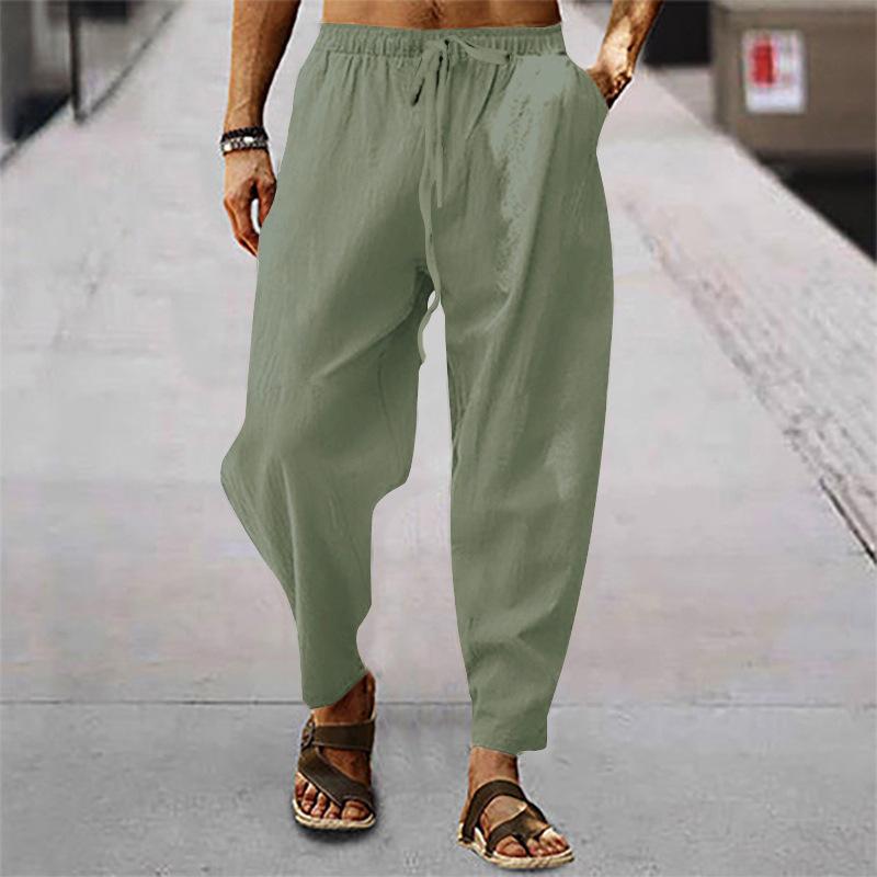 Summer Men's Hip-Hop Breathable Loose-Fit Casual Sports Linen Trousers