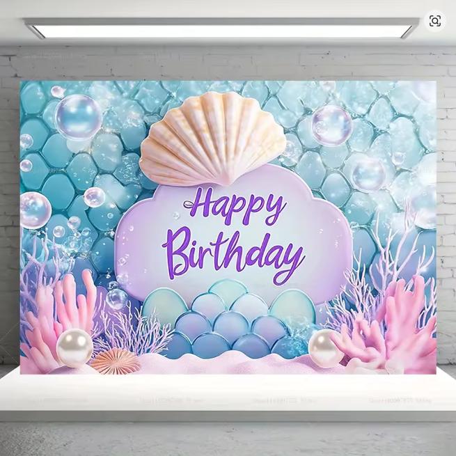 BEPAN Underwater Mermaid Background Underwater World Castle Girl Princess Birthday Party Decoration Supplies Baby Shower Arrangement