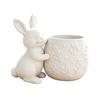 Mini Flowerpot 3D Printed Bunny Hugging Succulents Planter, Cute Rabbit Flower Pot with Embossed Planter Floral Body, Desk Decor for Office