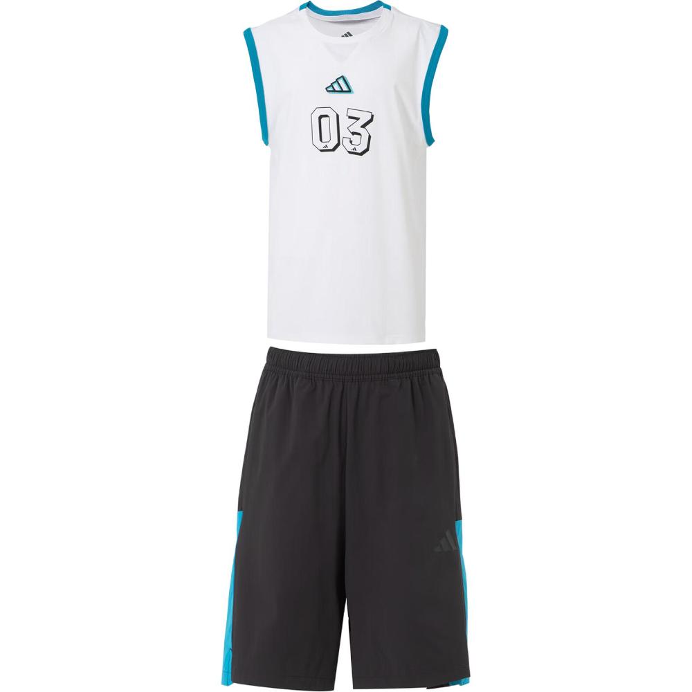 Adidas Casual Sportswear Clothing Sets White Top+Black Bottom Kids  JM3448 152