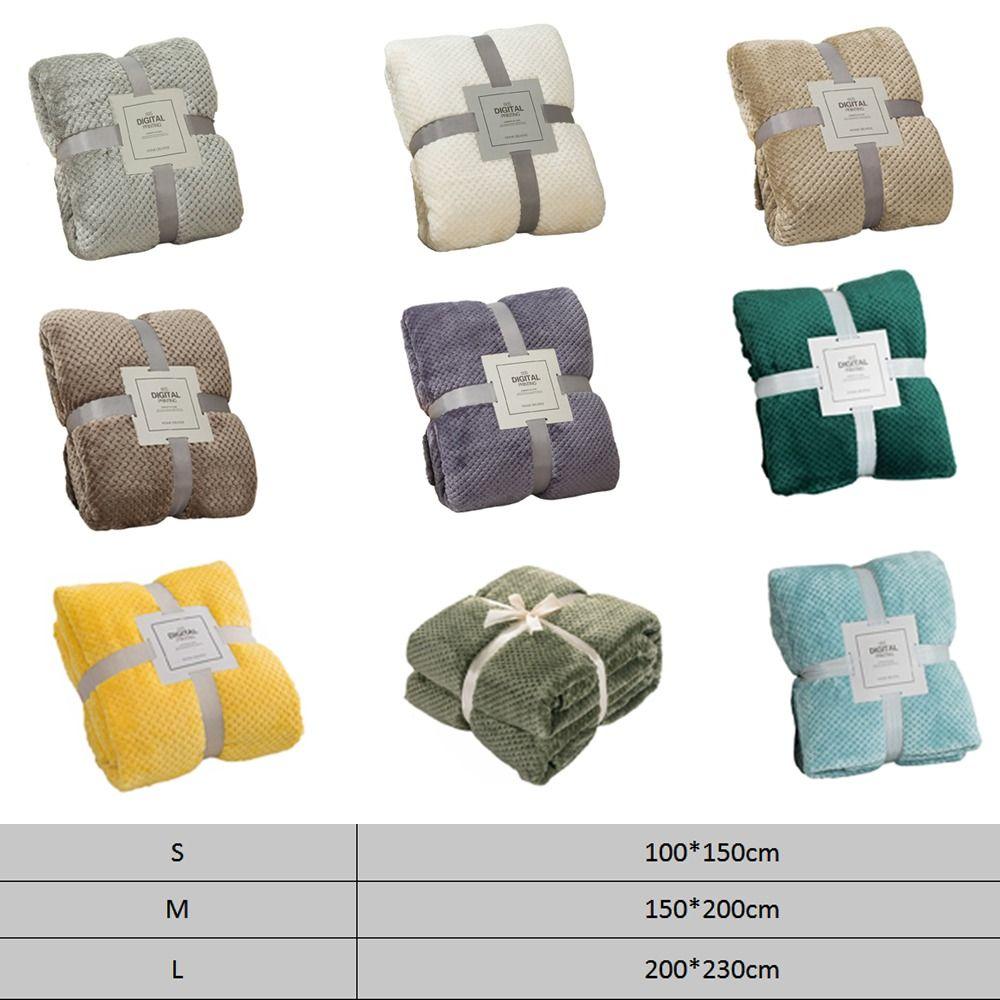 Warm Soft Waffle Textured Large Size Bed Sofa Home Textile Fleece Blanket Quilt Flannel Blanket