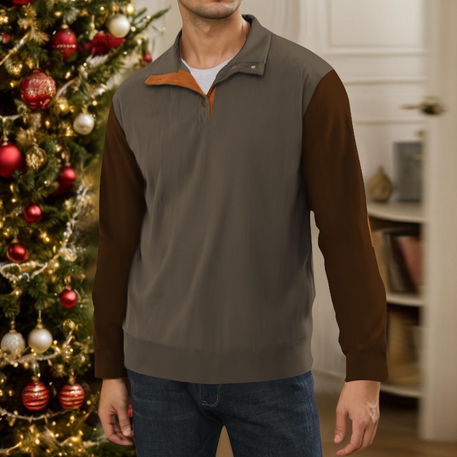 3-Button - Мужская толстовка с воротником-стойкой повседневная толстовка с капюшоном и пряжкой M кофейный 2515₽