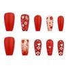 24 Pcs Flowers False Nail Valentines Day Press On Nail New Year Acrylic Nail Glossy Heart Full Cover Stick on Nail