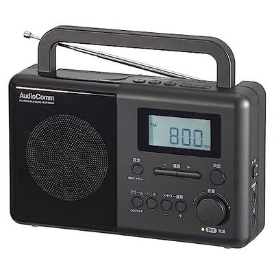 OHM Electric AudioComm RAD-T570N 03-5550 Portable Tabletop Radio with Radio Nikkei Shortwave Broadcasting, Alarm Clock, AM/FM PLL, Clock, Alarm, Sleep