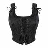 Vintage Women Corset Printed Sleeveless Lace Up Bandage Slim Crop Tank Fashion Sexy Female Bustier Camisole