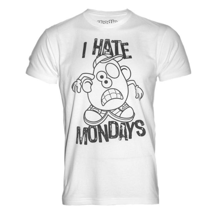 Goodie Two Sleeves Mens I Hate Mondays Mr Potato Head T-Shirt XL blanc