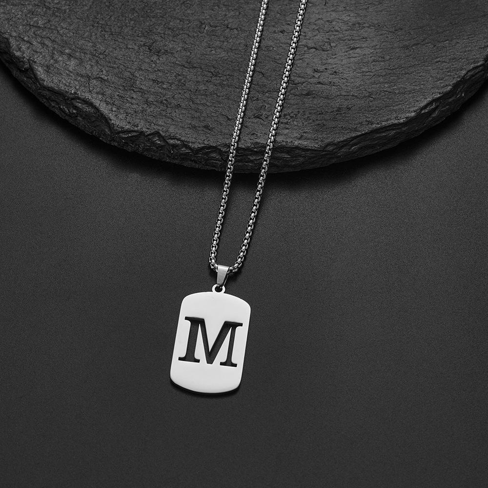 Unisex Stainless Steel English Alphabet Necklace - Niche Design, Simple, Versatile Long Chain for Hoodies