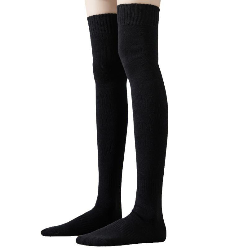 Korean Style Women's Fleece-Lined Over-the-Knee Socks - Thick, Warm Terry for Autumn/Winter