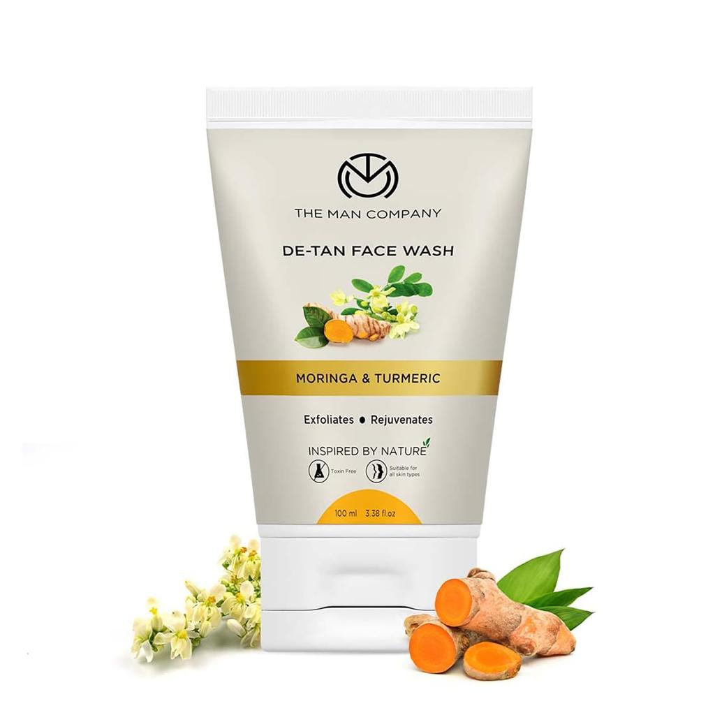 The Man Company De-Tan Face Wash for Men with Turmeric & Moringa, 100Ml, Tan Removal, Oil Control & Anti-Pollution, Unclog Pores, Deep Cleansing