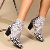 Fashion Women Boots 2024 Dressy Summer Thick High Heeled Shoes Lace Flower Decoration Breathable Sandals Female Women's sandals