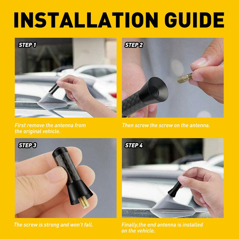 1.4in Universal Car Short Radio Antenna Carbon Fiber Black Car Roof Antenna For Ford Focus MK2 Fiesta MK4 Kuga MK1 Accessories