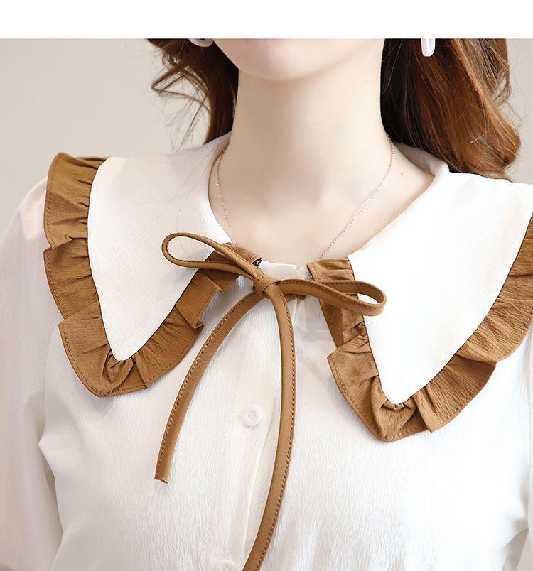 Women's Two-Piece Set: College-Style Doll Collar Shirt and High-Waist Pleated Skirt