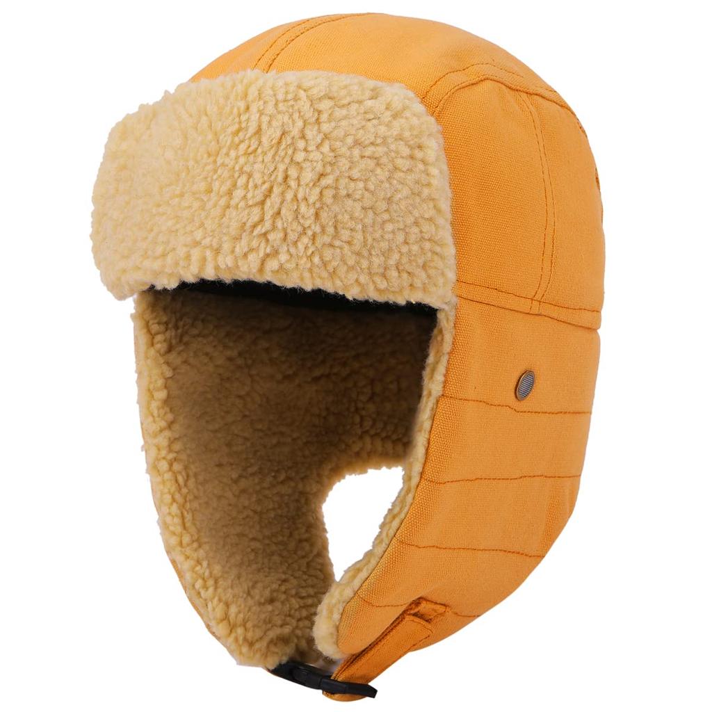 [lapset] Pilot Flight Cap – Warm Furry Winter Aviator Hat with Ear Flaps for Men & Women, Camel (59cm)
