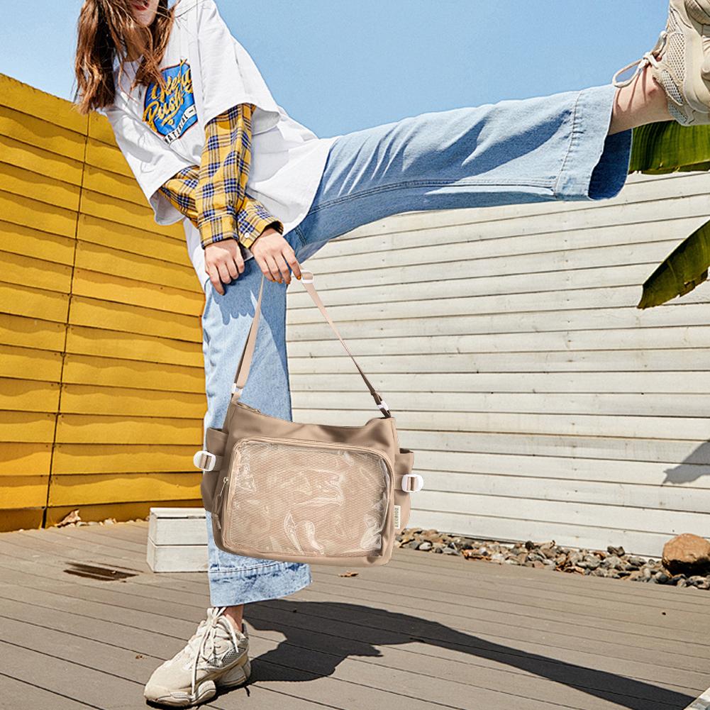 Women Ita Bag Teenagers School Bag with Clear Window Fashion Shoulder Bag Multi-pockets Stylish Crossbody Bag Trendy Outdoor Bag