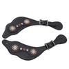 Spur Straps Western Rhinestone Floral Boots Vintage Spur Straps for Horse Riders Adjustable Length Handcrafted Black
