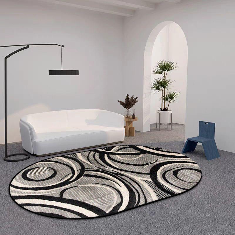 Modern Simple Style Living Room Carpet Oval Design Bedroom Non-slip Washable Rug Fluffy Soft Lounge Sofa Coffee Table Floor Mat
