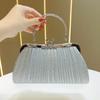 Clutch Bag With Pleated Design And Ine Glitter Design For Evening Events