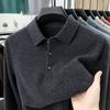 Smart Casual Herbst Winter Pullover Herren Einfarbig Revers Knopf Schlichtheit Mode Luxus Langarm Überzieher Gestrickte Oberteile