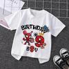 Marvel Spiderman Kids Birthday Party Tshirts Baby Number 1-9 T-Shirt Children Fashion Tops Tees Boys TShirt Parent Child Clothes