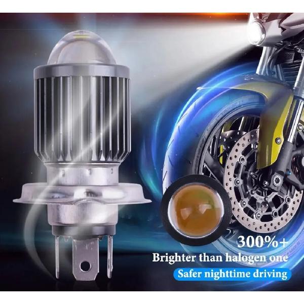 1pc H4 H6 BA20D LED Motorcycle Headlight Bulb Moto Spotlights CSP Lens White Yellow Hi Lo Lamp Scooter Accessories Fog Lights
