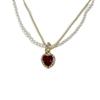Double-Layer Heart Pearl Necklace - Women's Simple Niche French Choker