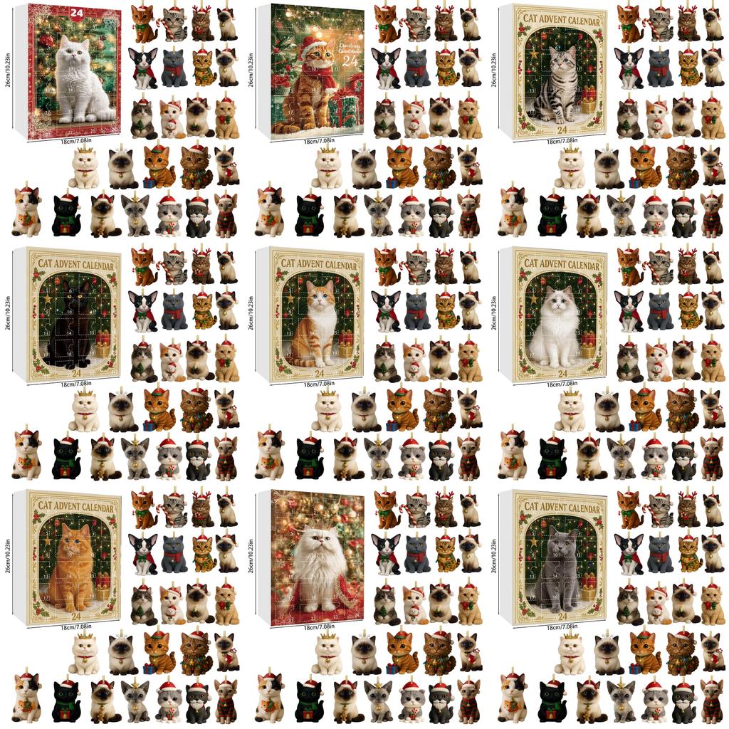 Christmas Cat Acrylic Advent Calendar With 24 Decor Slots For Holiday Celebrations