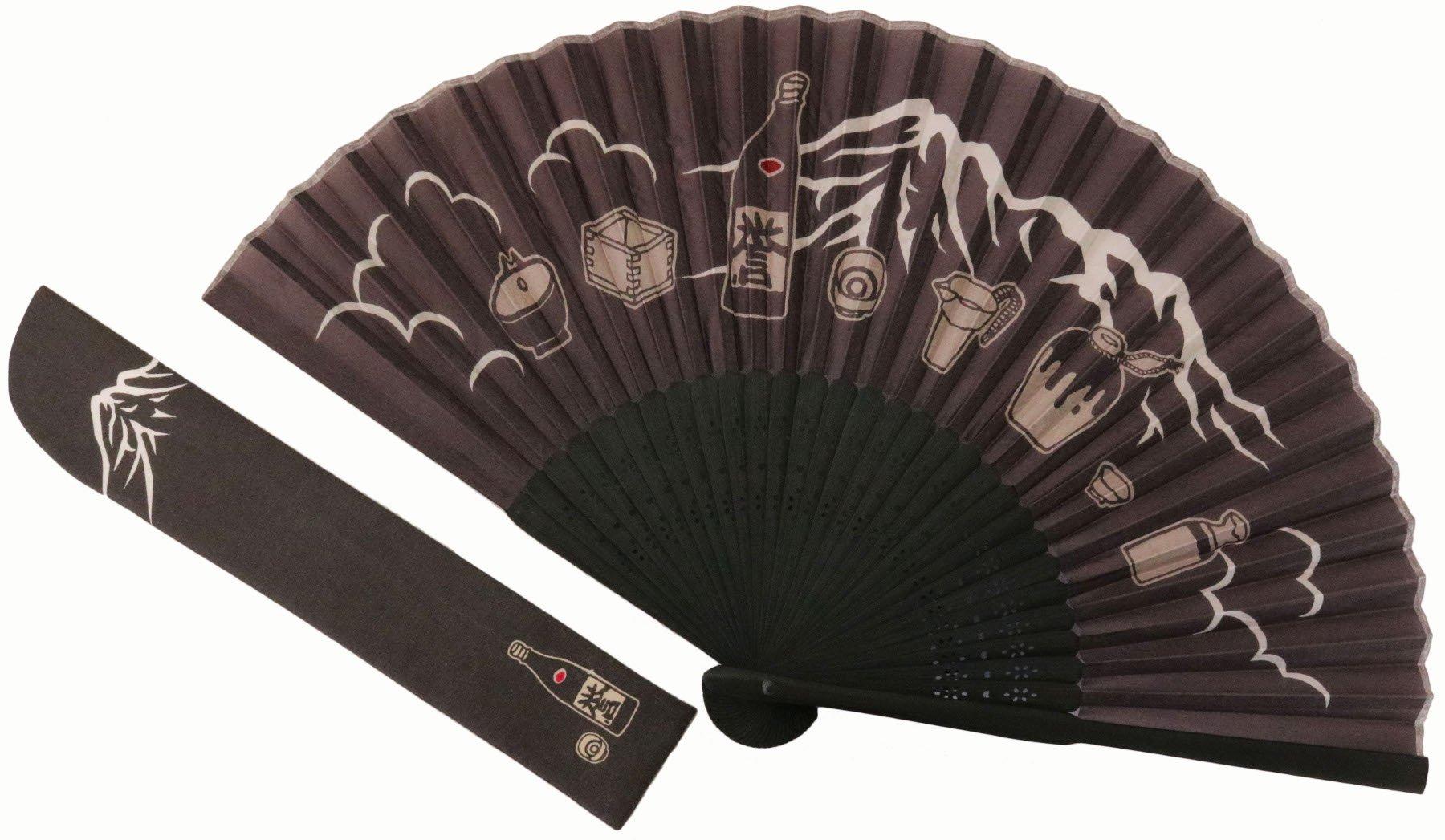 Kyosuke Folding Japanese Silk Folding Sake Gray Fan, Goods, Fan, K-132