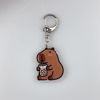 Cute Capybara Keychain Cartoon Animal Keyring Lovely Acrylic Key Holder School Bag Pendant Decoration Best Friend Gifts
