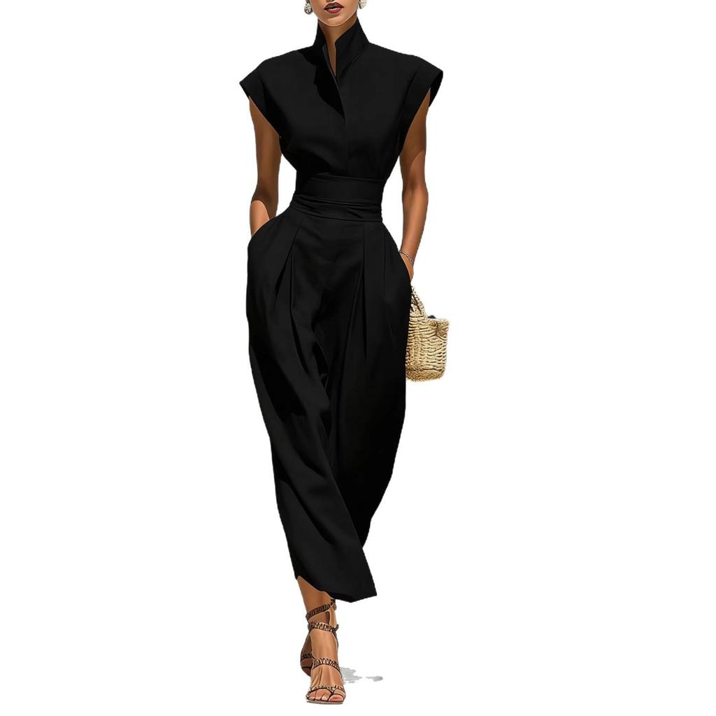 Spring/Summer 2026 European & American High-Waisted Long Skirt and Loose High-Neck Top Commuting Dress for Women