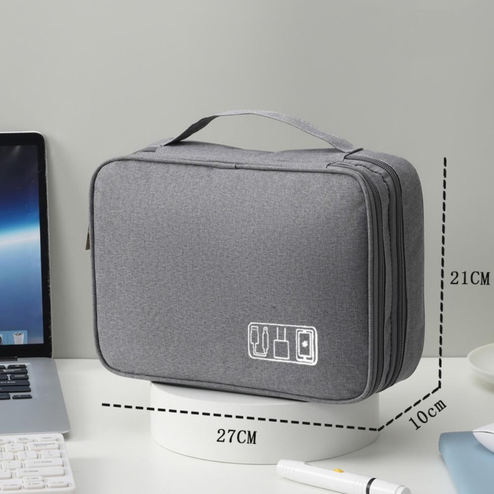 Carrying 3-Layer Cable Storage Bag Waterproof Dustproof Electronic Organizer Large Capacity Digital Storage Pouch