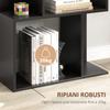 Wooden Bookcase with 5 Shelves Modern Design In Wood, 60x24x184.5 Cm, Black