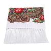 Women's Vintage Floral Print Shawl - Square Ethnic Scarf With Four-Sided Tassels For Travel & Dust Protection 