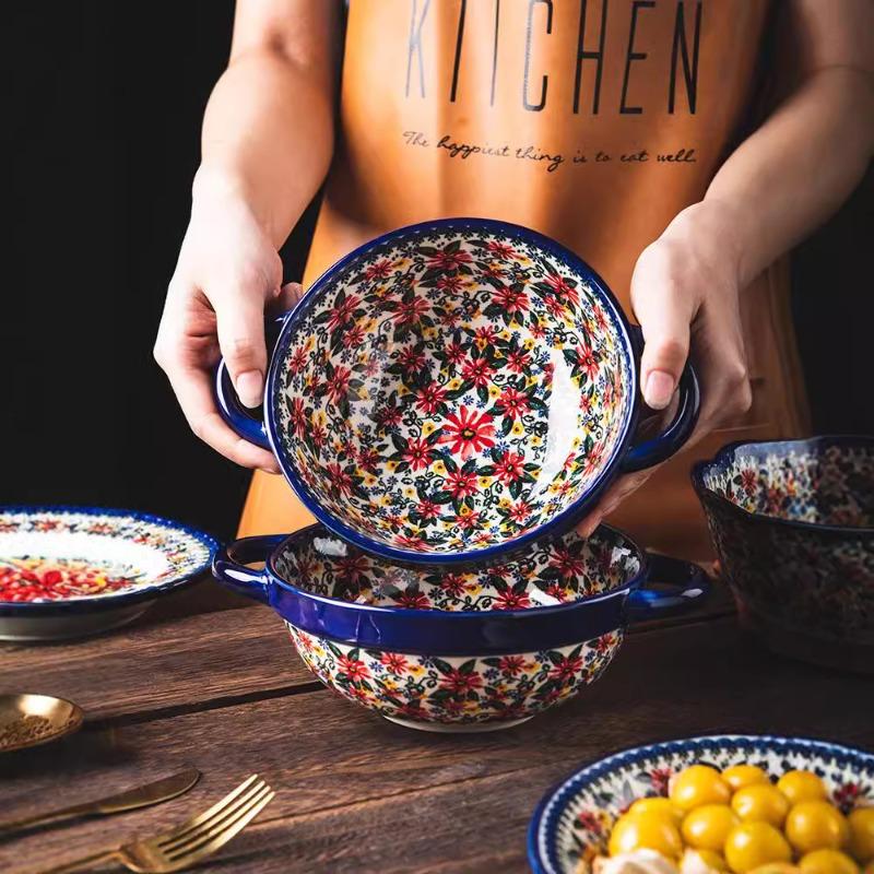 Exotic Daisy Ceramic Tableware Household Creative Dish Set Rice Bowl Binaural Noodle Bowl Soup Bowl Plate