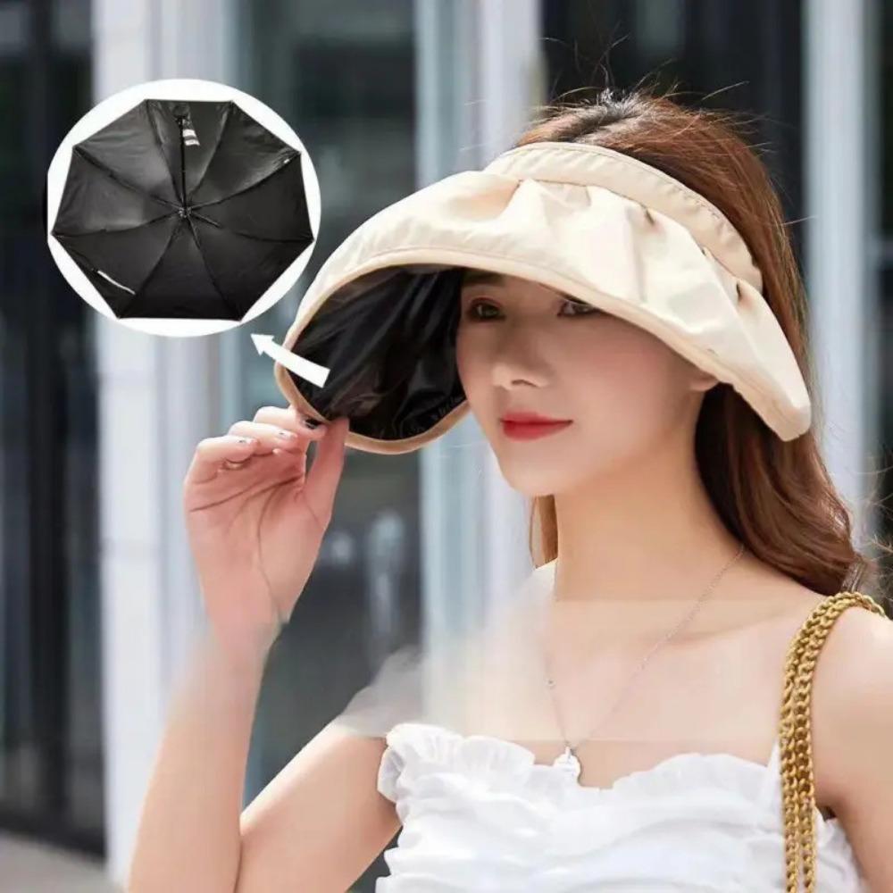 1 piece headband shell hat, UV protection, empty top sunscreen hat, summer, sunshade face big brim shell hat vinyl foldable,