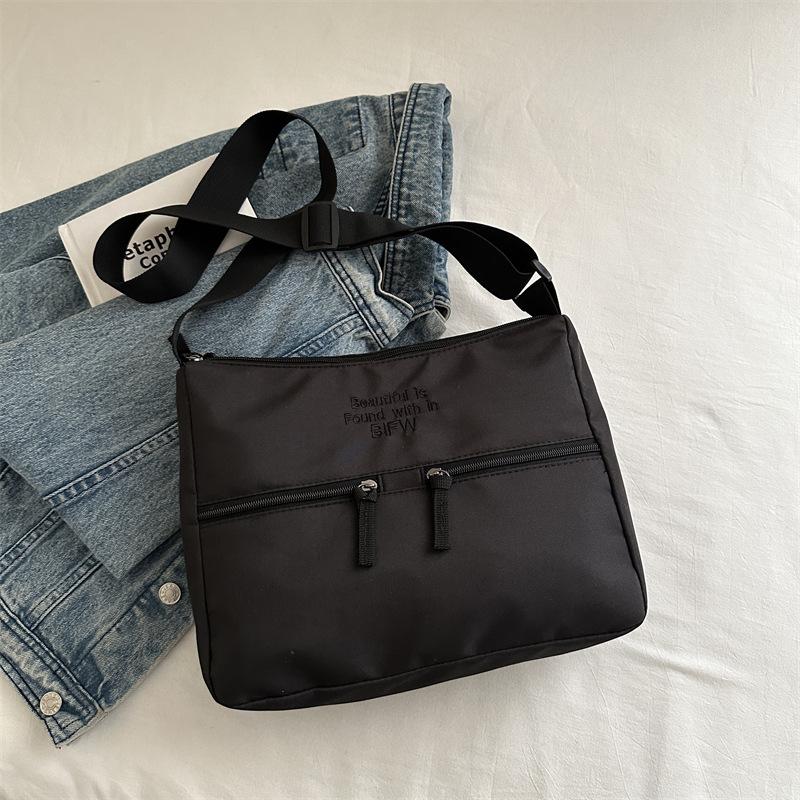 2025 spring new casual light cloth bag Japanese style solid color simple letter shoulder bag crossbody high value