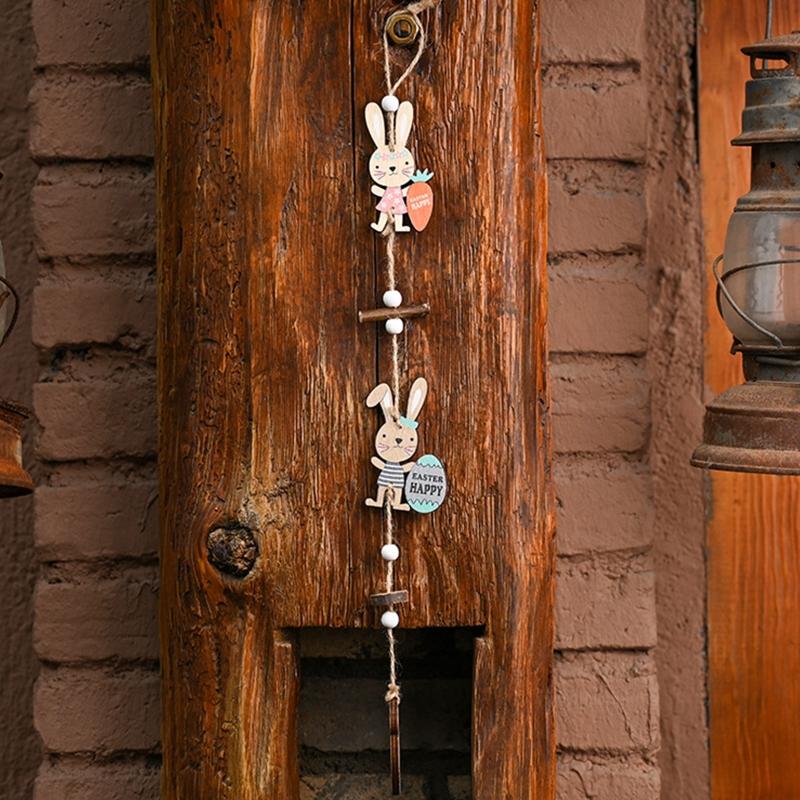 Kreatives Handwerk Holzdekoration Osterhase Hängeornament Osterfeiertagsdekorationen für mit Trageband Terrasse Hof Teil