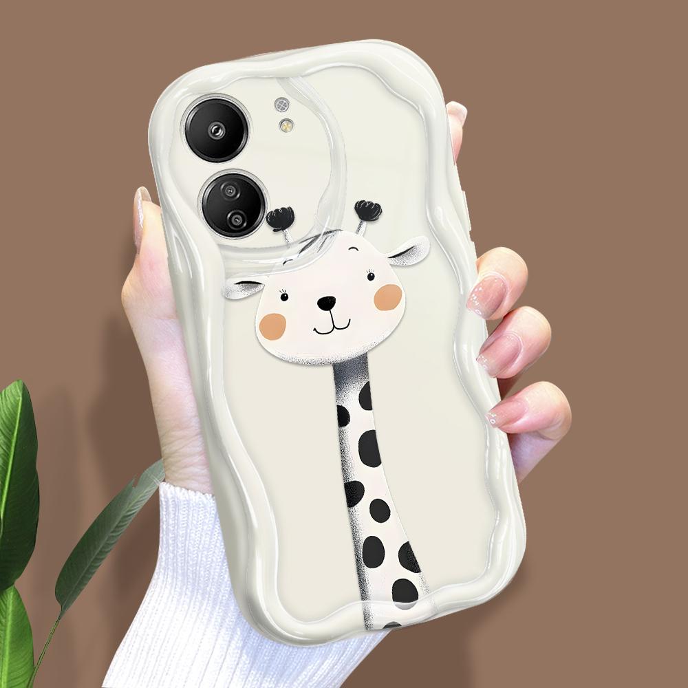 Cute Cartoon Pattern Cream Texture Casing Wavy Edge Soft Silicone Cover Phone Case for Xiaomi Redmi