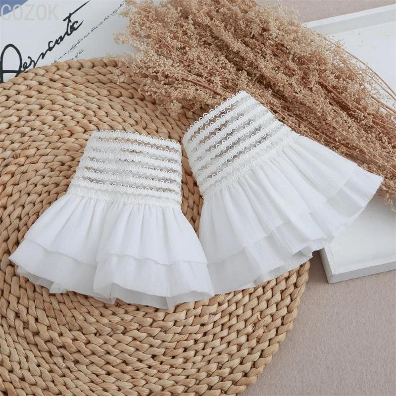 1 pár Odnímatelné hřejivé návleky na zápěstí halenky Gázové Elastické Univerzální Manžety rukávů Falešné manžety Dámské Krajkové manžety Rukávy Manžety svetru