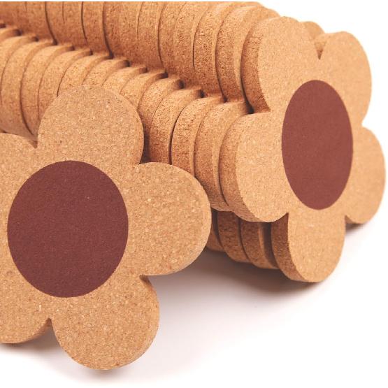 12 PCS Flower Cork Coaster for Drinks, Absorbent and Reble Non-Slip Heat Resistant Coffee Coasters, 100% Natural Cork 4 inch Flower Shape Farmhouse
