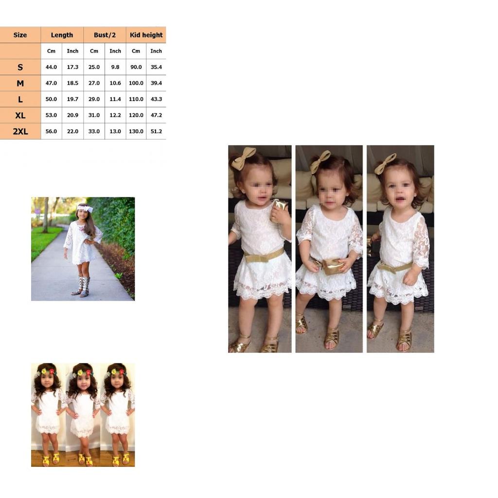 Robe de Fête Blanche en Dentelle Florale Élégante pour Bébés et Enfants Filles pour les Célébrations d'Été