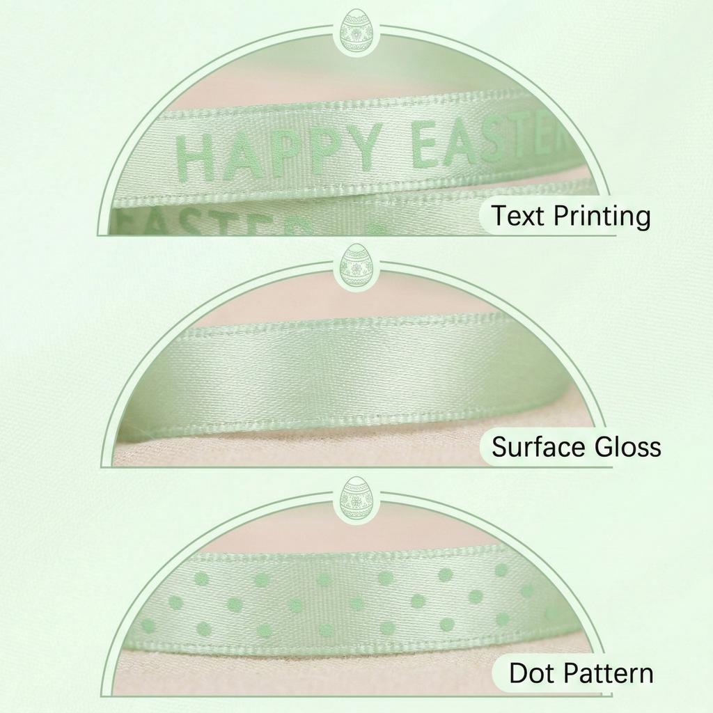 0.5 * 1800cm Easter Cute  Ribbon - Bow Tie Wrapped Satin Ribbon Easter Egg Weaving Ribbon