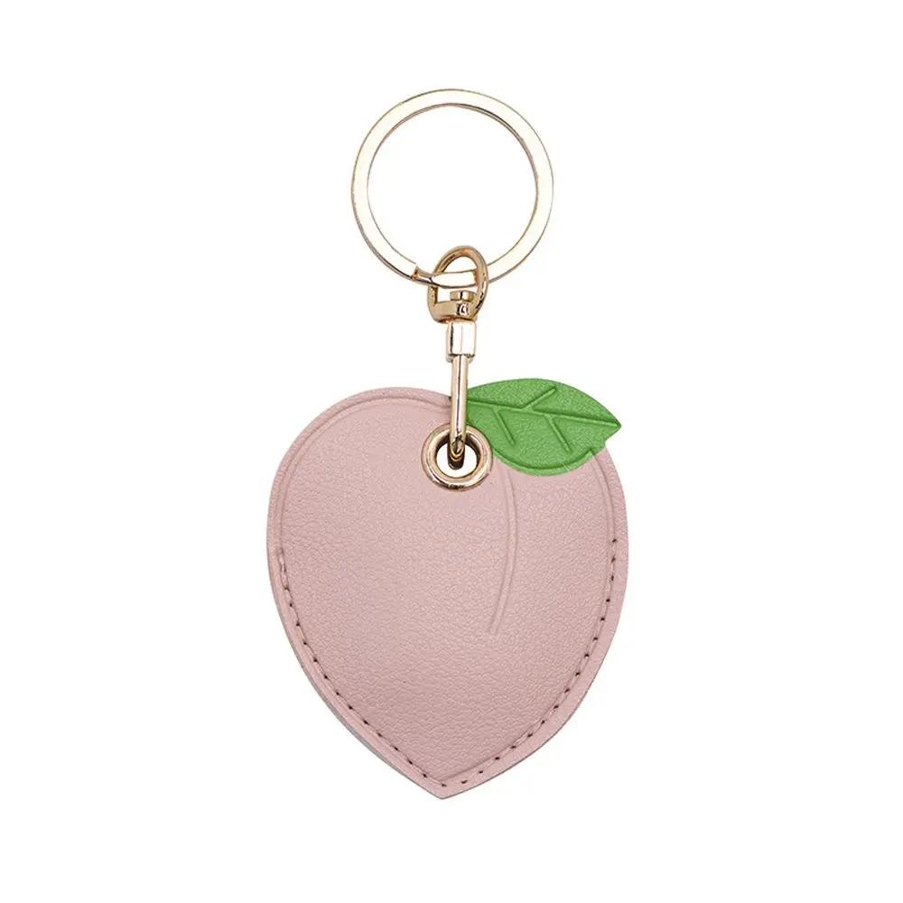 Leather Strawberry Lemon Keychain Case Holder Fashion Women Car Key Ring Charm Bag Car Pendant Gift Anti-lost Pet Dog Cat Collar